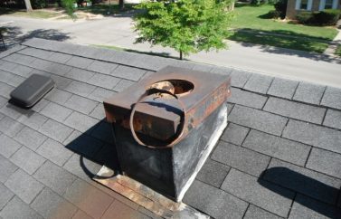 A water damaged chimney